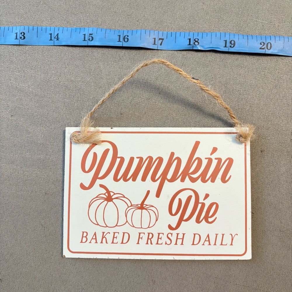 2 sided Pumpkin Pie Sign with Rope Hanger